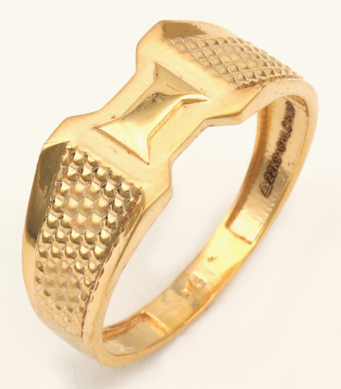 22ct Gold Gents Dual-Tone Accent Ring — Paper Cast, HUID Hallmarked