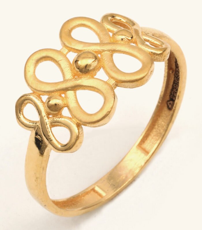 22ct Gold Ladies Heart Motif Paper Cast Ring — Romantic Design, HUID Hallmarked