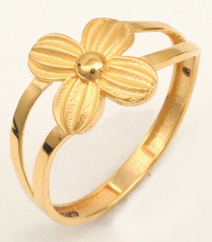 22ct Gold Ladies Kundan-Style Paper Cast Ring — Ethnic Design, HUID Hallmarked
